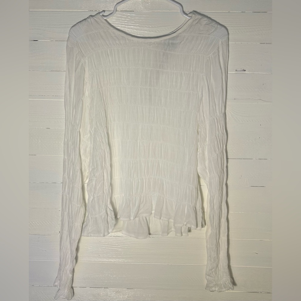 NWT Sanctuary Stay Together white ruched top, peplum style hem, women’s size XL. - Picture 2 of 10